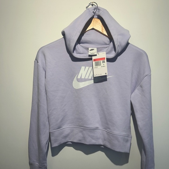 New With Tags Nike Logo lavender and silver girls size L cropped hoodie - Picture 1 of 6